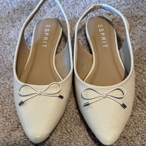 Esprit Women's Cream Slingback Flats with Bow